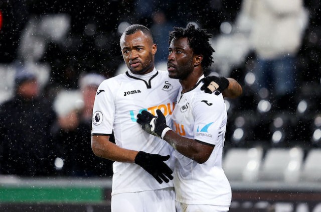 Wilfried Bony et Jordan Ayew à Swansea FC