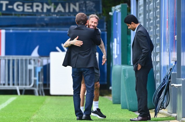 Sergio Ramos à l'entraînement du Paris SG