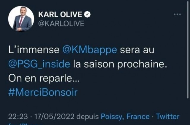 Tweet de Karl Olive