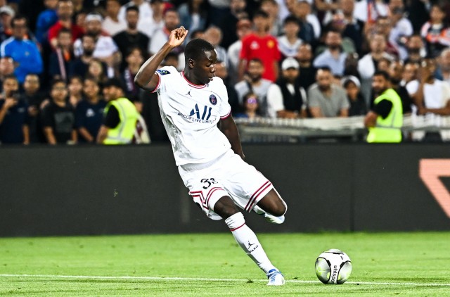 Djeidi Gassama during a Ligue 1 match with PSG
