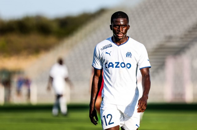 Bamba Dieng sous le maillot de l'Olympique de Marseille.