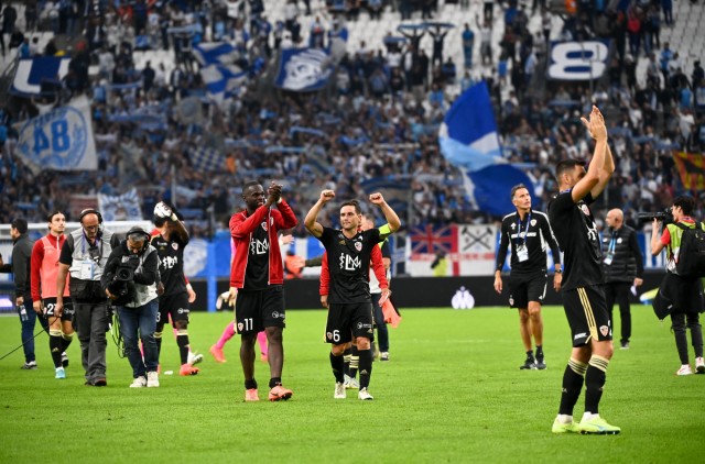 Les joueurs de l'AC Ajaccio lors de la victoire 2-1 à Marseille.
