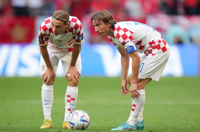 Lovro Majer et Luka Modric sous les couleurs de la Croatie.