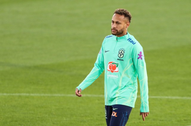 Neymar lors d'un entraînement du Brésil