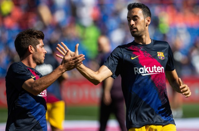 Sergio Busquets et Sergi Roberto sous les couleurs du FC Barcelone