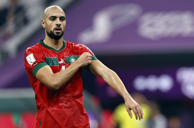 Sofyan Amrabat lors de la Coupe du monde 2022 avec le Maroc