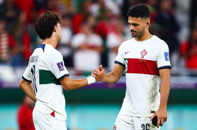 Gonçalo Ramos et Joao Felix sous les couleurs de la sélection du Portugal.