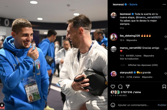 Le message de Lionel Messi à Marco Verratti