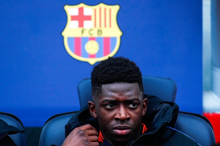 Ousmane Dembélé sur le banc du Barça.
