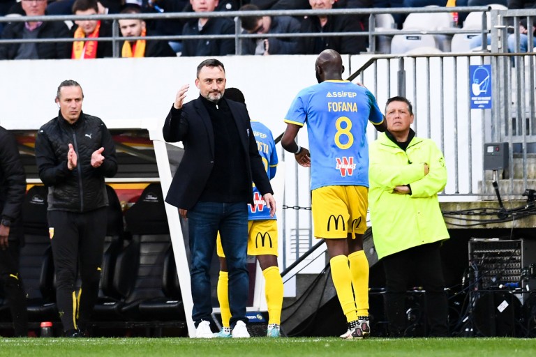 Franck Haise, coach du RC Lens, et son capitaine Seko Fofana.