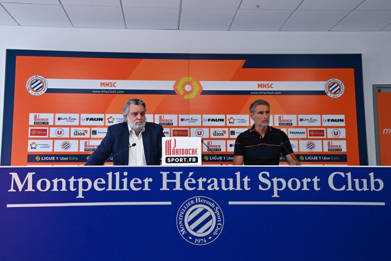 Laurent Nicollin (président du Montpellier HSC) et Olivier Dall'Oglio (coach).