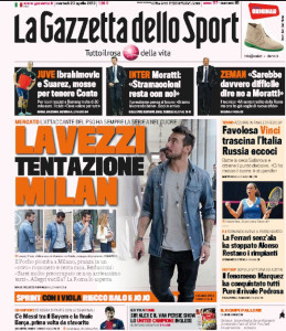 Lavezzi en une de la Gazzetta dello Sport