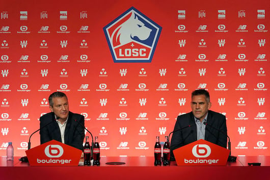 Olivier Létang, président du LOSC et Jocelyn Gourvennec, nouveau coach.