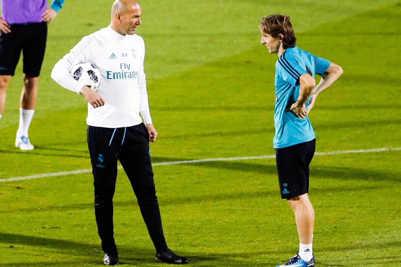 Luka Modric et son entraîneur Zinédine Zidane.