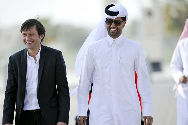 Nasser Al-Khelaïfi, président du PSG, et son directeur sportif Leonardo.