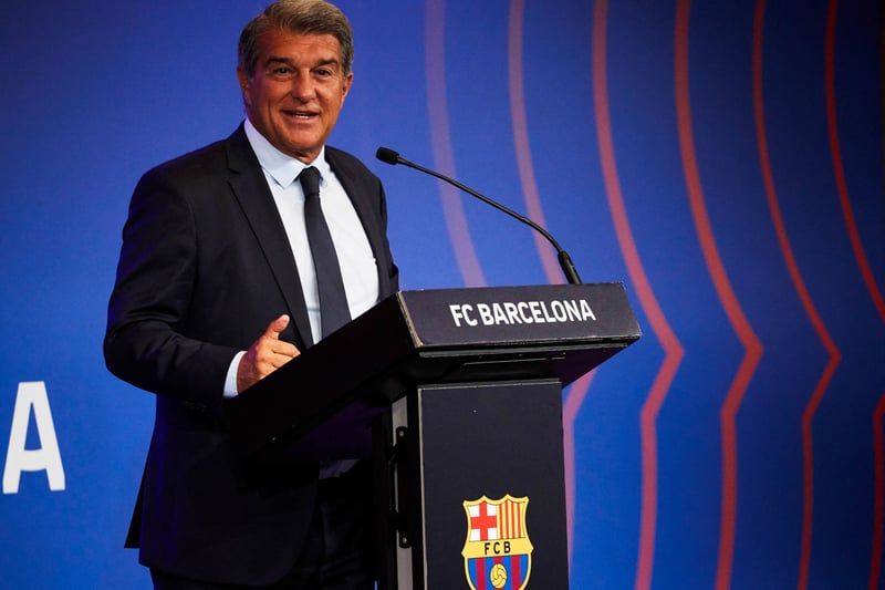 Joan Laporta, président du Barça, lors d'une conférence de presse.